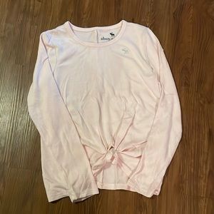 🩷 Abercrombie girls size 7/8 pink sweater with front tie